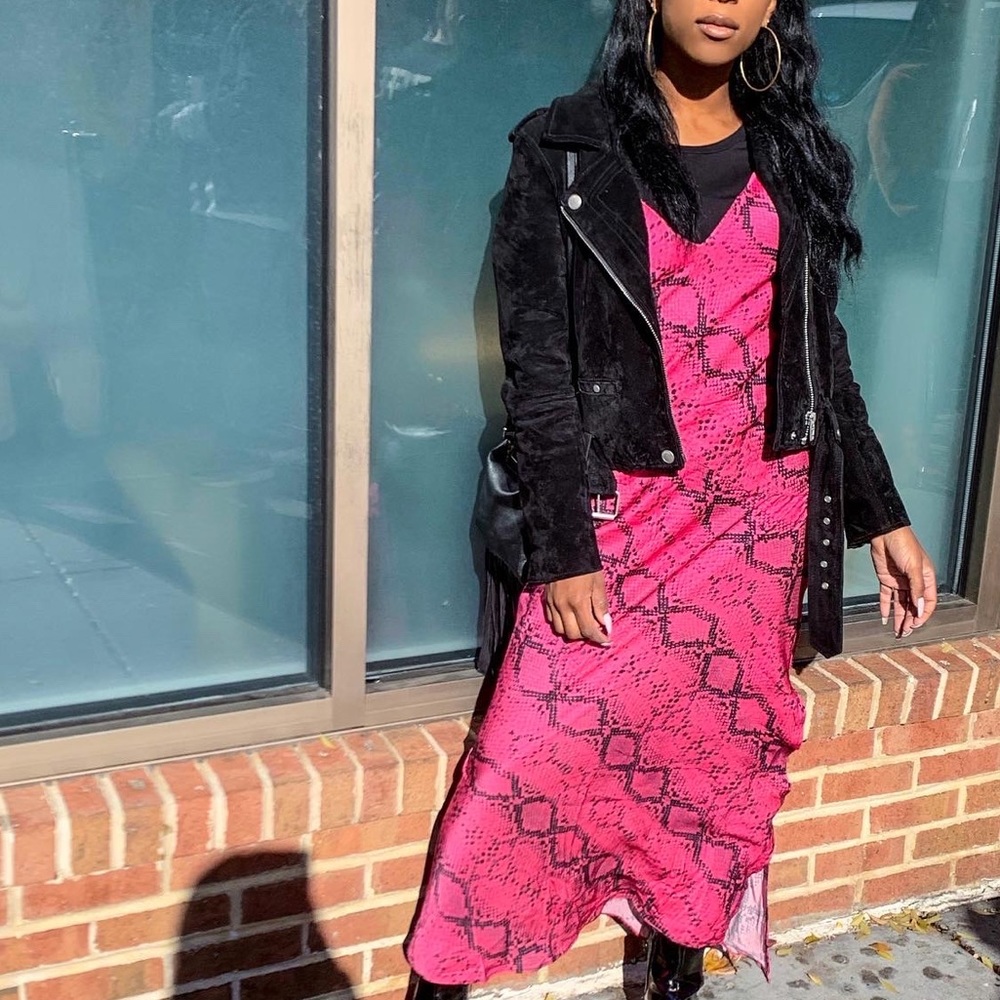 Pink Snake Print Slip Dress - Gem